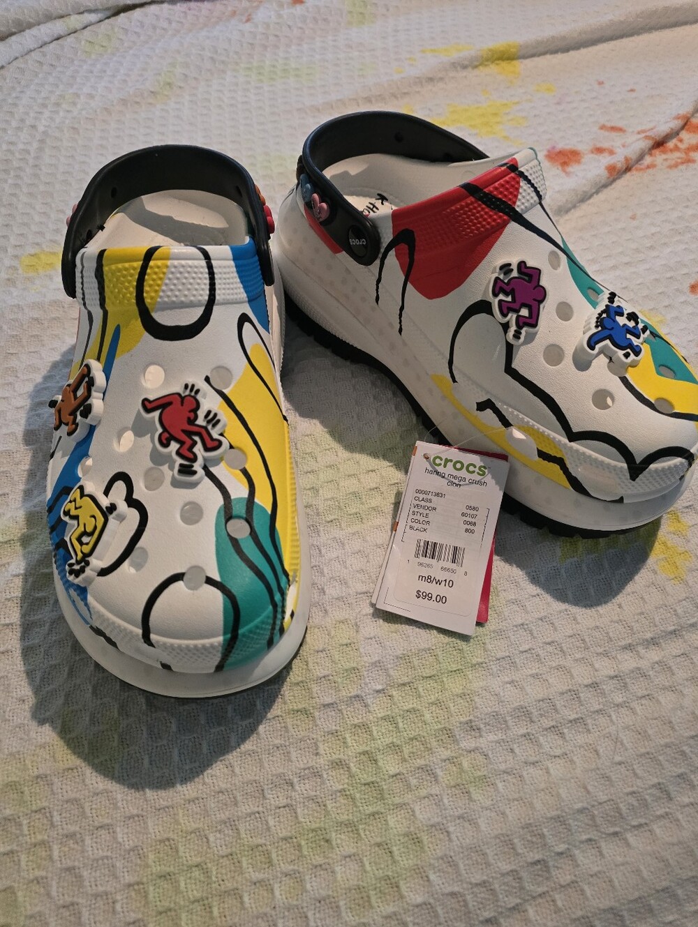 CROCS Men's 8 Women's 10 Keith Haring Platform Mega Crush Clogs NWT
